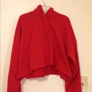 Red cropped hoodie